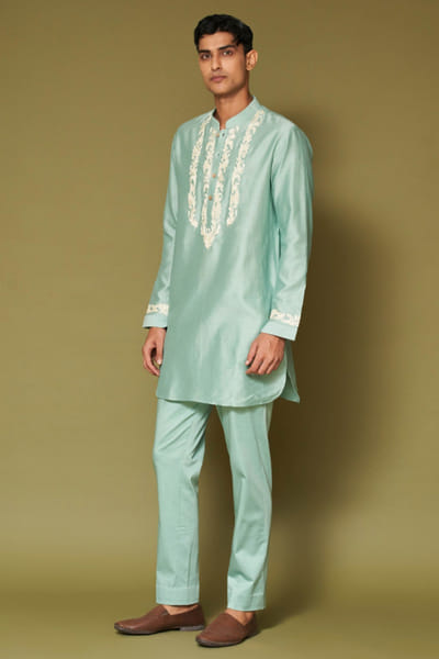 Devnaagri Aqua dori embroidered kurta set DEVNAPR26D143052