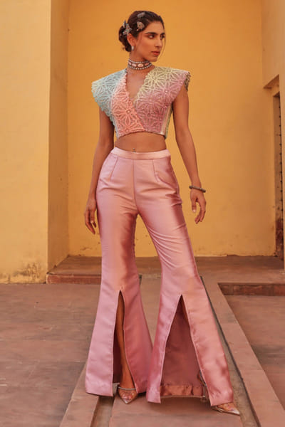 Multicoloured knitted co-ord set