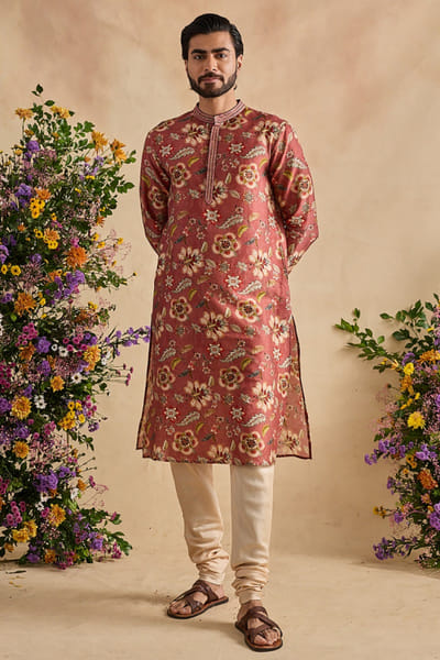 Kalista Brown and beige chintz print kurta set KALIJUL26D148696