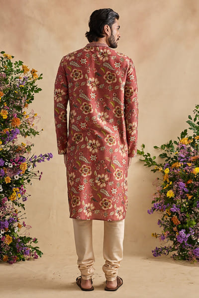 Kalista Brown and beige chintz print kurta set KALIJUL26D148696
