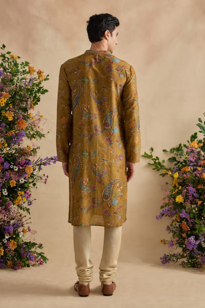 Kalista Green and beige chintz printed kurta set KALIJUL26D148701