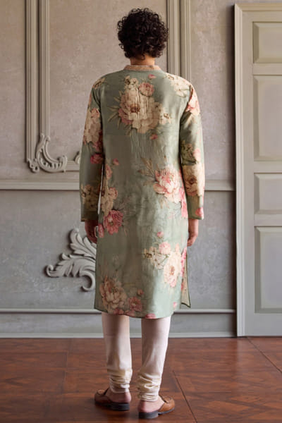 Kalista Soft mint floral printed kurta set KALIAUG26D152452