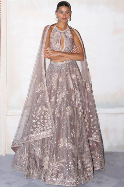 Dusty pink dori embroidered lehenga set