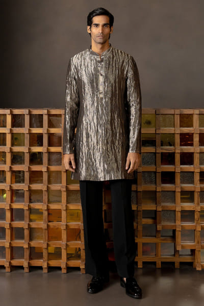 Black embroidered kurta set