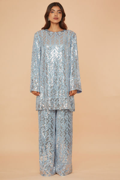 Blue embellished co-ord set