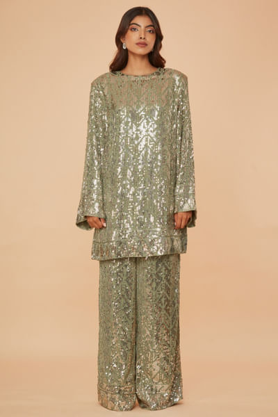 Metallic embroidered co-ord set
