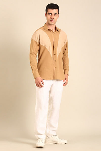 Beige panel shirt