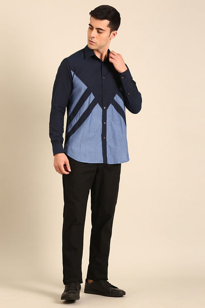 Navy blue panel shirt