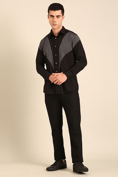 Black panelled shirt