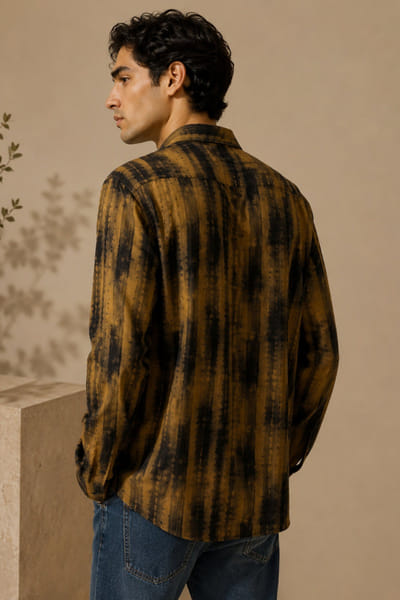 Mayank Modi Brown and black ombre printed shirt MAYAAUG26D151608