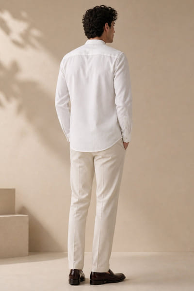Mayank Modi White textured pintucked shirt MAYAAUG26D151610