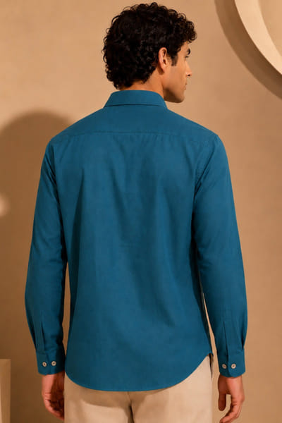 Mayank Modi Blue and grey colourblocked shirt MAYAAUG26D151611