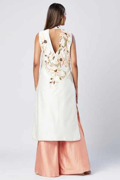 Madder Much Ivory floral embroidered jacket-style tunic set MADAPR25D122646