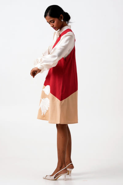 Madder Much Madder red neck-tie shirt and floral dress MADMAR25D219041