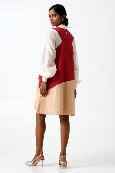 Madder Much Madder red neck-tie shirt and floral dress MADMAR25D219041