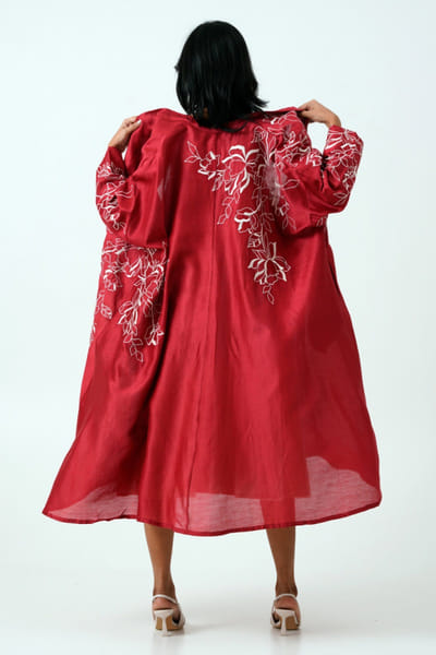 Madder Much Madder red floral embroidered midi jacket MADMAR25D219035