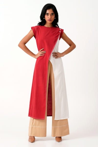 Madder Much Madder red overlap tunic and pants MADMAR25D219045
