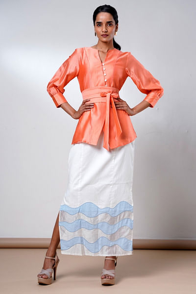 Tangerine top and skirt co-ord set