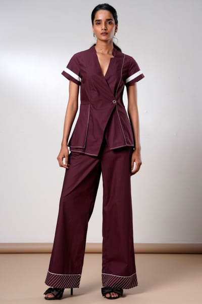 Madder Much Brown poplin cotton blazer set MADJUN25D130080