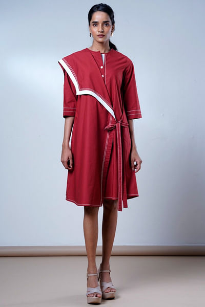 Brick red midi dress