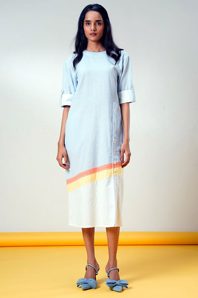 Ice blue cotton midi dress
