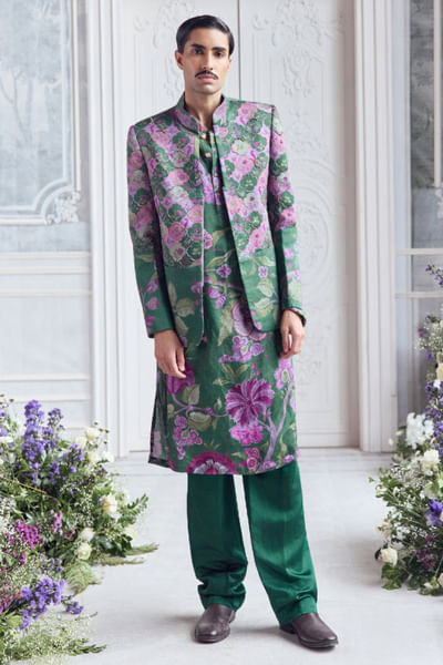 Forest green embroidered blazer