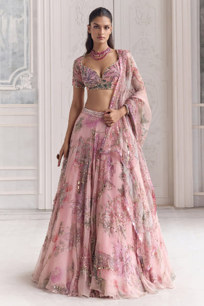 Mahima Mahajan Blush pink floral printed lehenga set MAHNOV25D237515