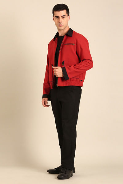 Red cotton bomber jacket