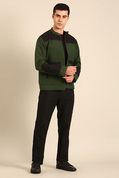 Green cotton bomber jacket