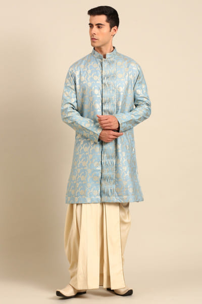 Beige silk cotton dhoti pants