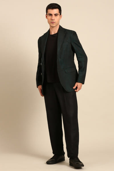 Peacock blue linen blazer