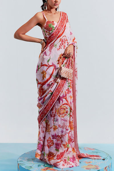 Blush embroidered sari set