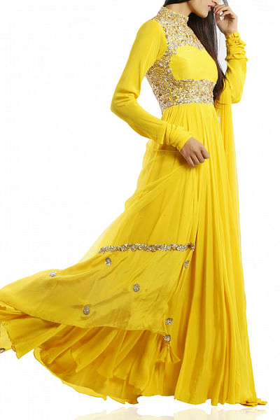 Mango yellow anarkali