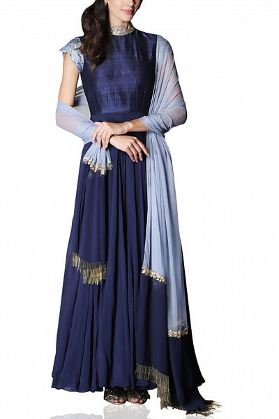Navy blue anarkali set