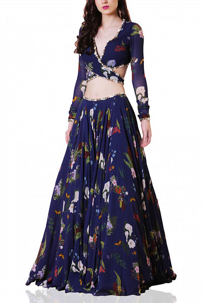 Navy blue lehenga set