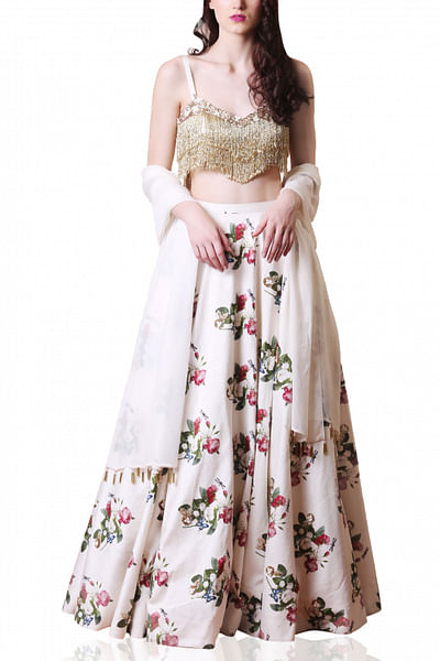 Ivory tassel lehenga set
