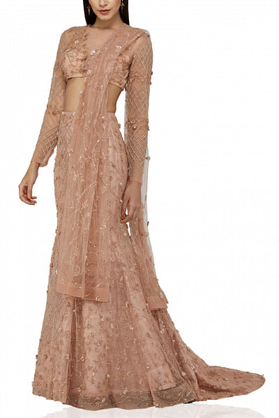 Nude trail lehenga set