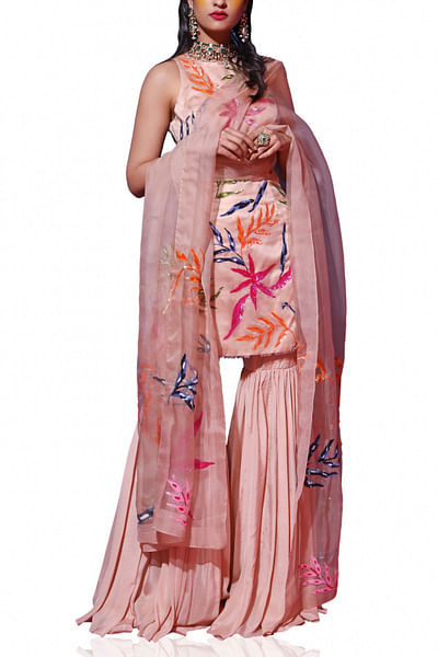 Blush pink embellished gharara set
