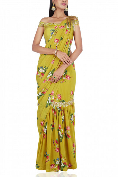 Printed drape sari