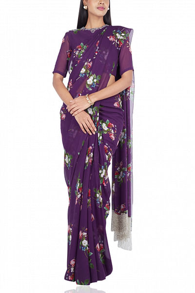 Printed sari with blouse