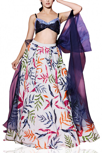 Jade tropical printed skirt set