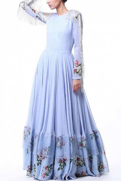 Powder blue akarkali gown