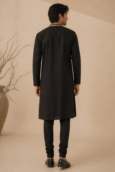 Mayank Modi Black geometric print kurta set MAYAAUG26D151622