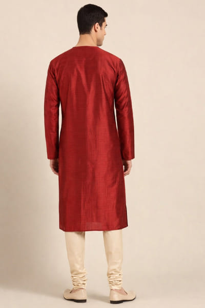 Mayank Modi Orange botanical printed chanderi kurta set MAYAAUG26D151627