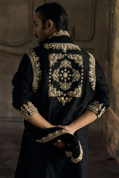 Matsya Black dori and zardozi embroidered kurta set MATSMAY26D144435