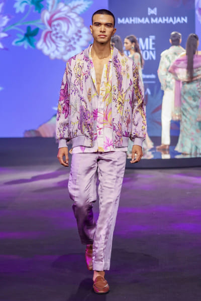 Steel lilac printed and quilted jacket