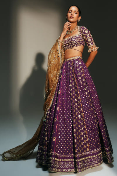 Grapevine hand embroidery lehenga set