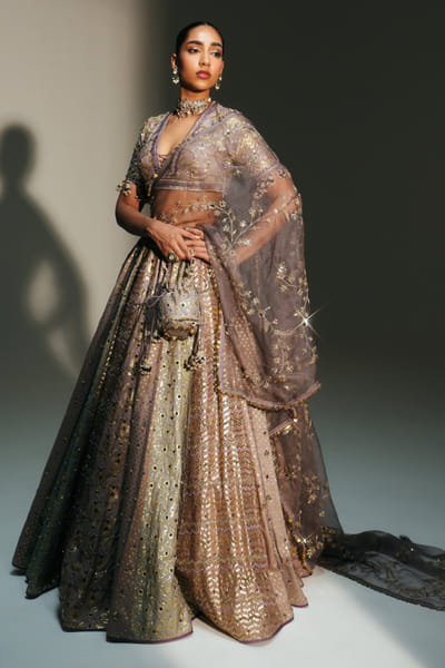 Platinum hand embroidered potli bag