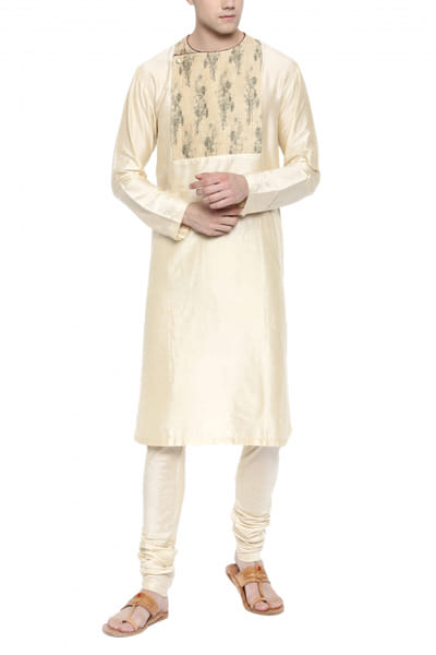 Beige printed kurta set