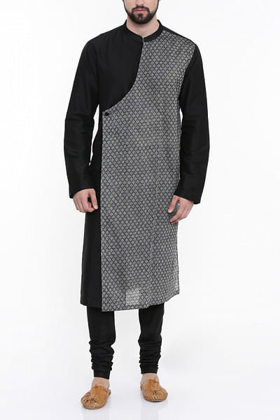 Black and grey wrap style kurta
